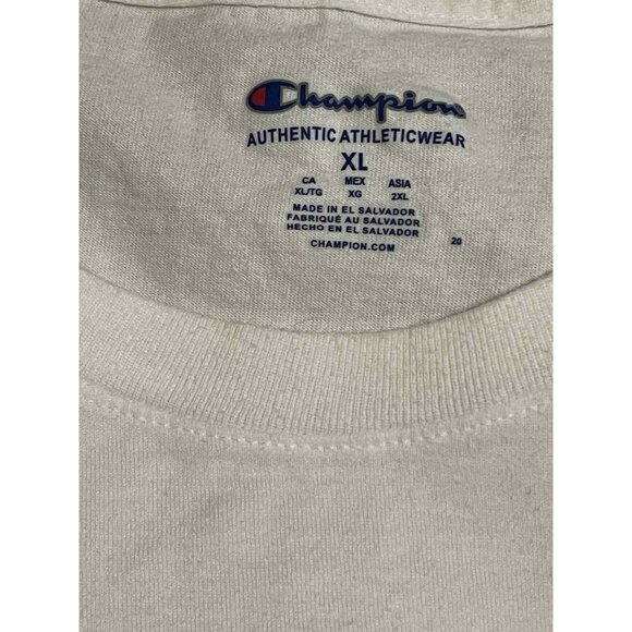 Champion Shirt Mens XL White Blue Big C Logo Graphic Short Sleeve Athletic Tee - Picture 3 of 5